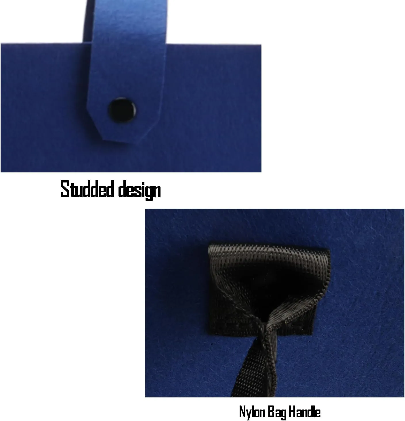 kaxilu Travel Felt Heavy Duty Grocery with Handles Navy Blue 3pcs Large 16.5"x12.5"x 10" DIY Gifts Bag Shopping Felt Bags Beach, Travel, Study, Gym,wedding DIY Gifts Bag