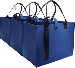kaxilu Travel Felt Heavy Duty Grocery with Handles Navy Blue 3pcs Large 16.5"x12.5"x 10" DIY Gifts Bag Shopping Felt Bags Beach, Travel, Study, Gym,wedding DIY Gifts Bag