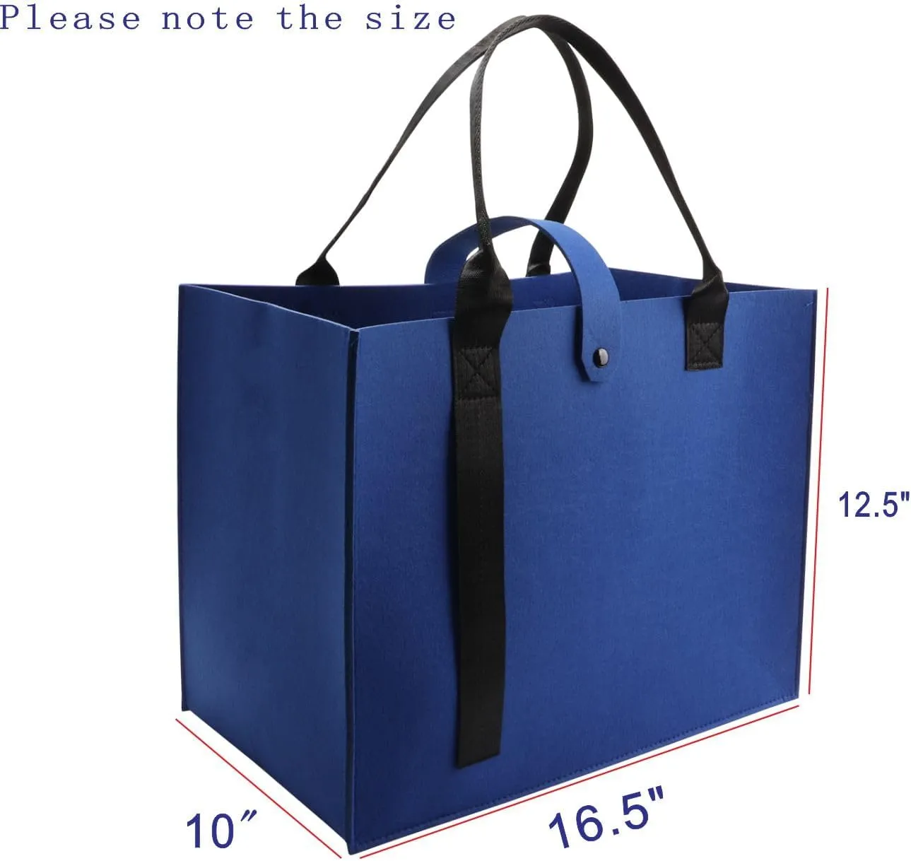 kaxilu Travel Felt Heavy Duty Grocery with Handles Navy Blue 3pcs Large 16.5"x12.5"x 10" DIY Gifts Bag Shopping Felt Bags Beach, Travel, Study, Gym,wedding DIY Gifts Bag