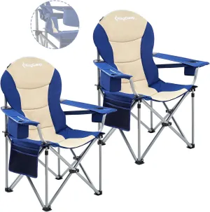 KingCamp KC2008 USCK Camping Chair, Oversized, 2 Pack-Navy/Beige