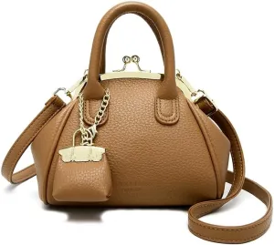 Kiss Lock Purse and Handbags,Vintage Crossbody Bags Mini Kisslock Top-handle Satchel Bags Women Design Clutch Purses