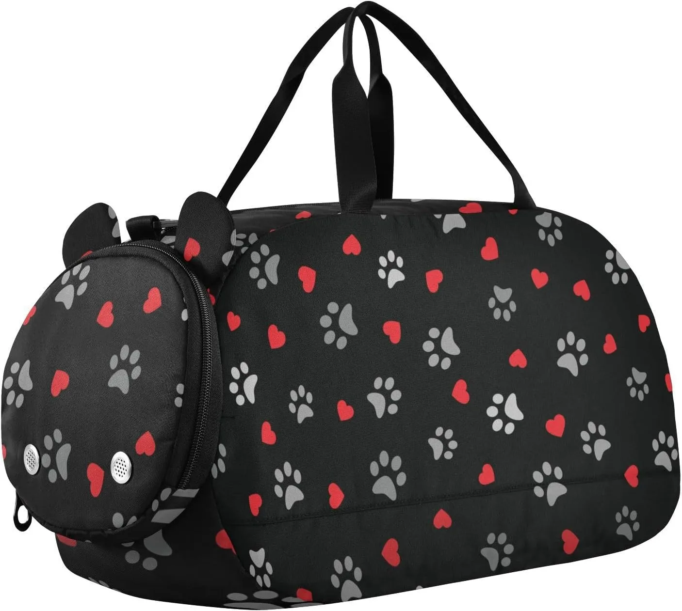 Kitten Puppy Footprints Hearts Duffel Bags for Boys Small Gym Bags for Teens Dance Bag for Girls
