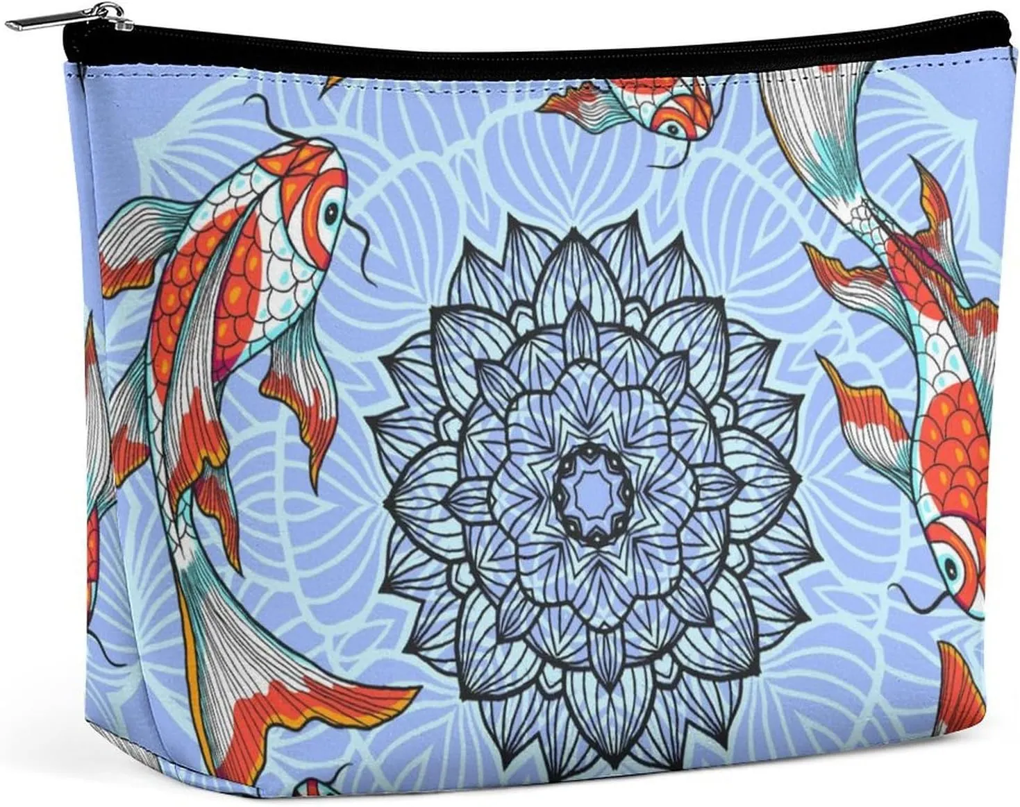 Koi Swimming Lotus Pattern Small Makeup Bag,cosmetic bag for Women, Travel Makeup Organizer for Daily Use,Make Up Pouch,Toiletry Bags for Traveling Women