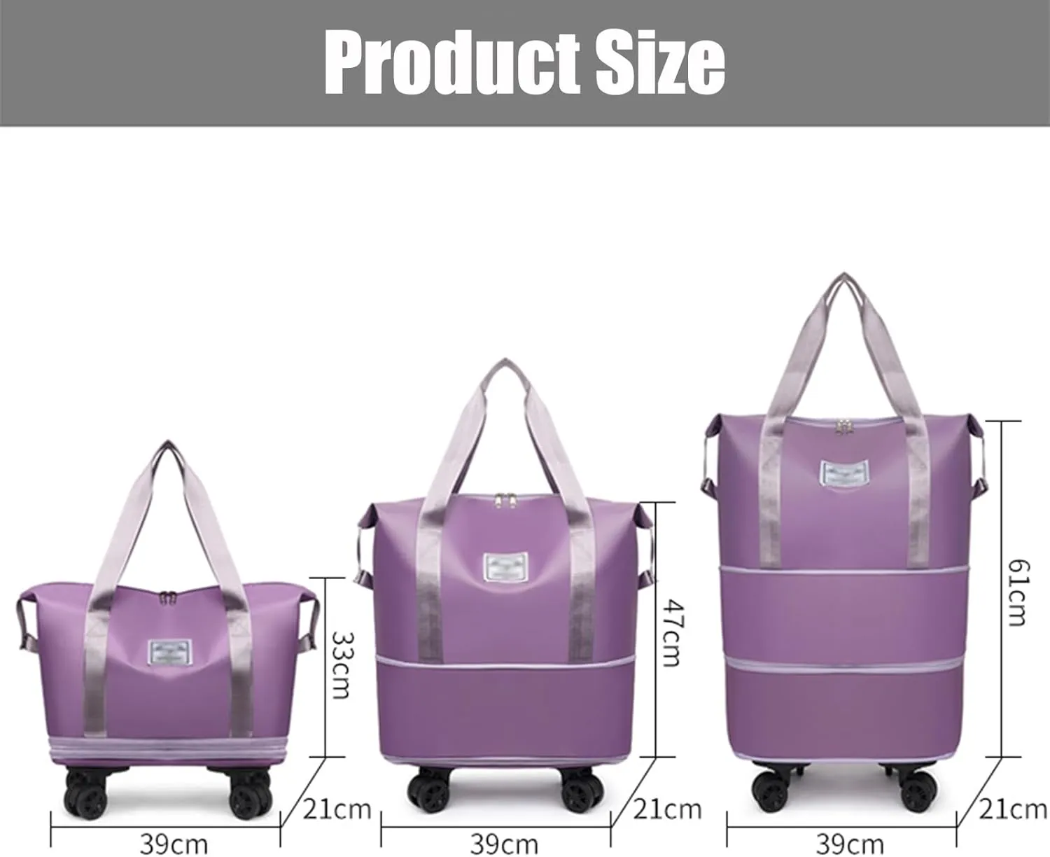 Kulken Travel Bag With Wheels, Expandable Large Capacity 2025 New Travel Bag - Universal Wheel Removable (Grey)