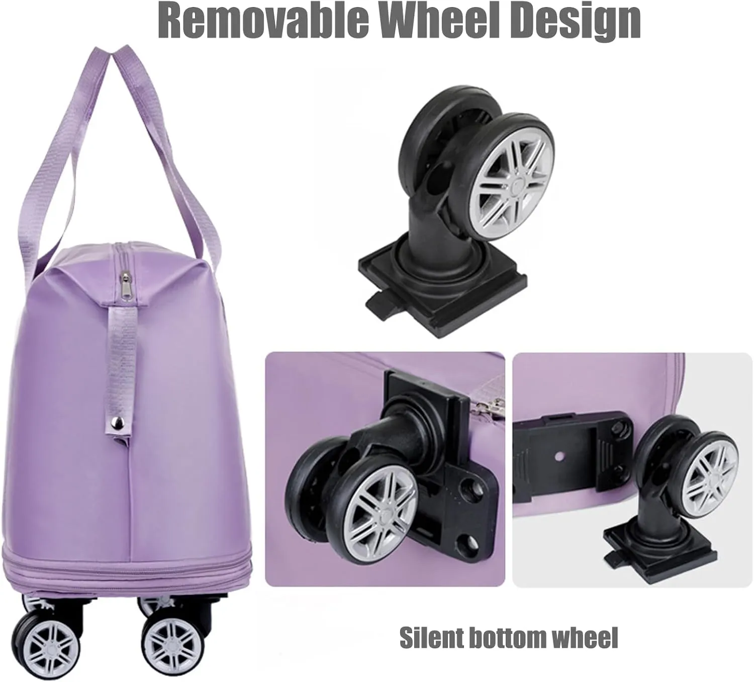 Kulken Travel Bag With Wheels, Expandable Large Capacity 2025 New Travel Bag - Universal Wheel Removable (Grey)
