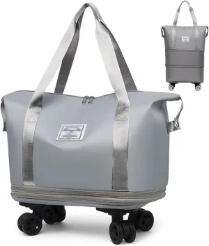 Kulken Travel Bag With Wheels, Expandable Large Capacity 2025 New Travel Bag - Universal Wheel Removable (Grey)