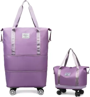 Kulken Travel Bag with Wheels, Kulken 2025 New Large Capacity Travel Bag - Universal Wheel Removable, Expandable Foldable Duffle Bags, Wide-Open Travel (purple)