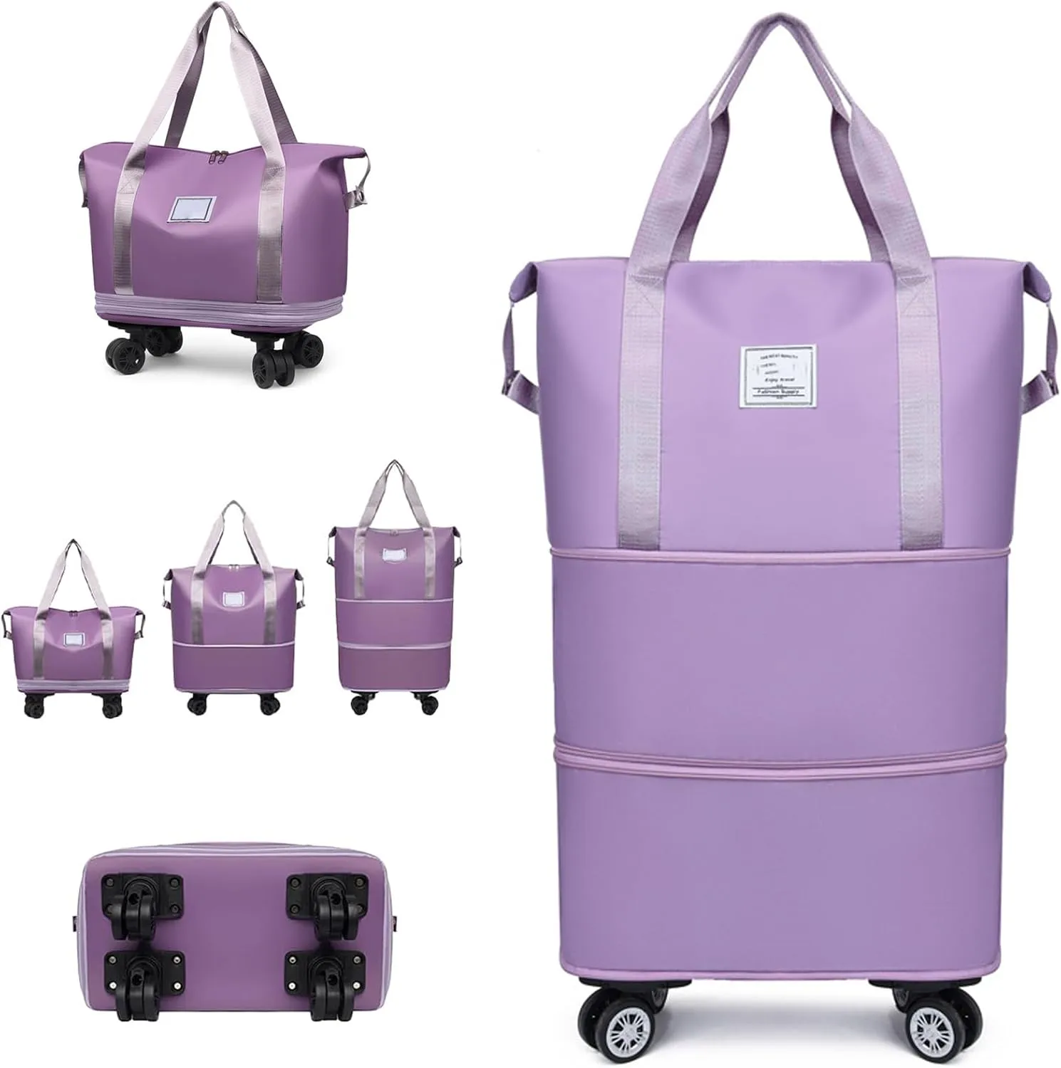 Kulken Travel Bag With Wheels, Kulken Bag, 2025 NEW Large Capacity Travel Organizer-Universal Wheel Removable (Purple)