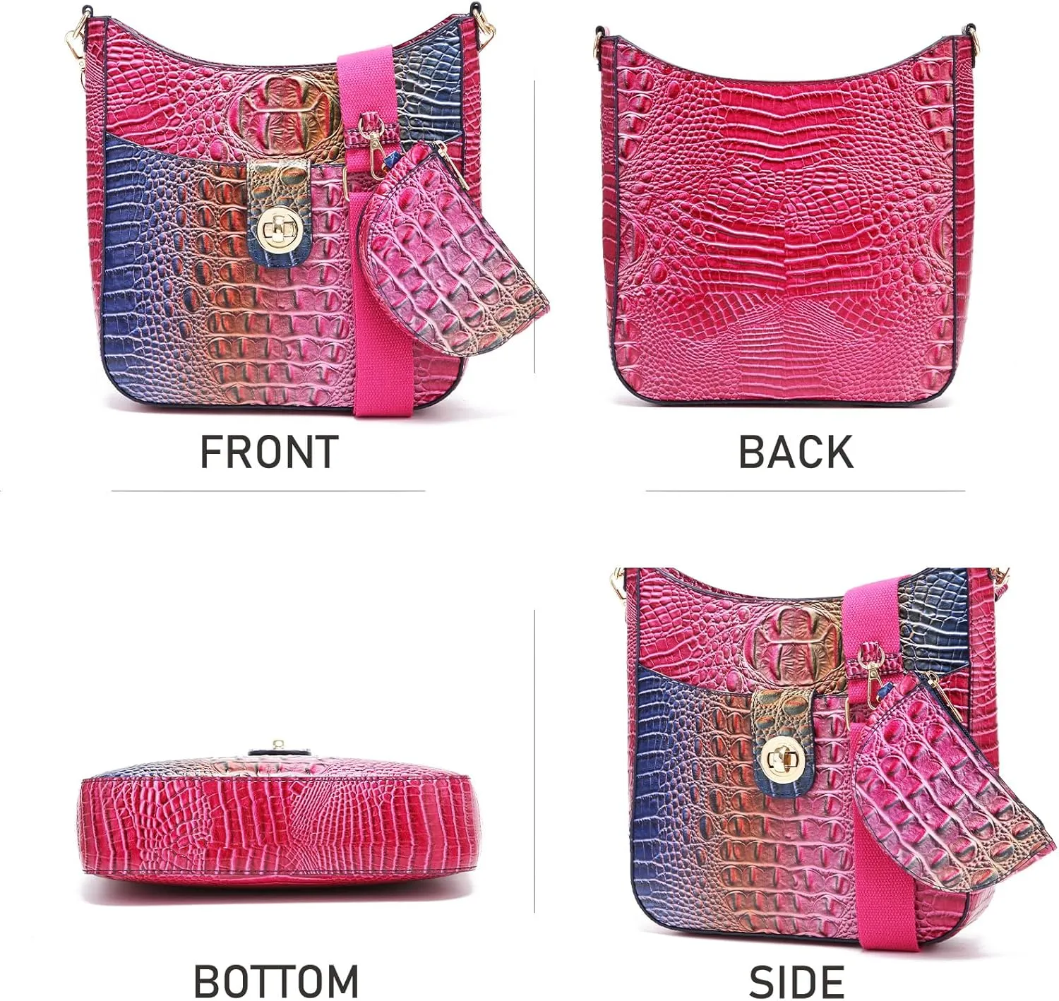 Ladies Tote Leather Bags for Women Crocodile Pattern HandBag Large Capacity Shoulder Purse