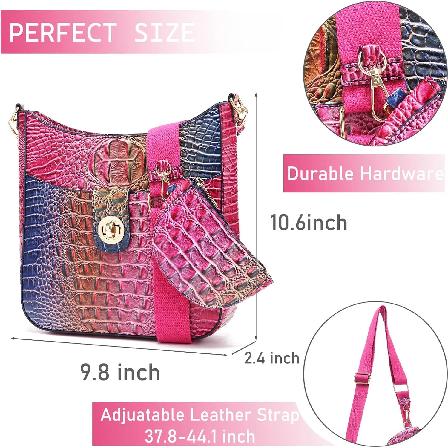 Ladies Tote Leather Bags for Women Crocodile Pattern HandBag Large Capacity Shoulder Purse