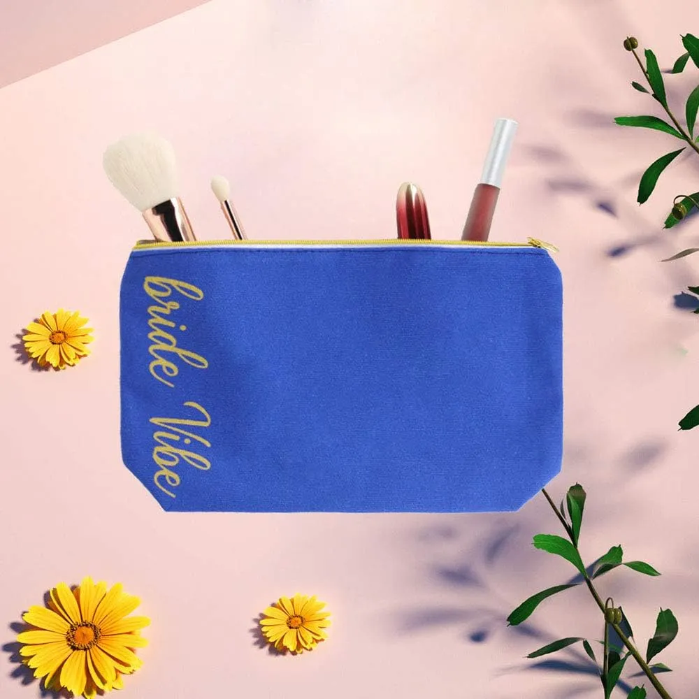 LADY&HOME Bridesmaid Makeup Bag Bride Vibe Team Bride Makeup Bag Wedding Party Cosmetic Bag Bridesmaid Proposal Gifts for Bridal Shower,Wedding,Bachelorette