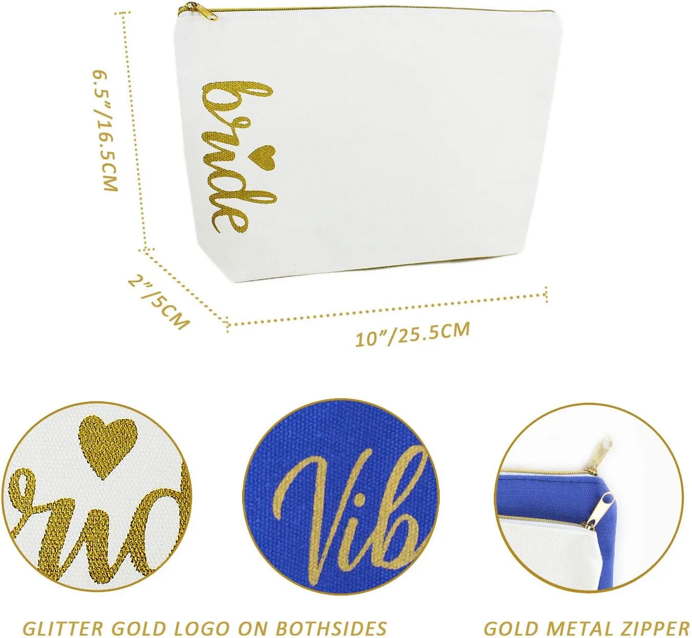 LADY&HOME Bridesmaid Makeup Bag Bride Vibe Team Bride Makeup Bag Wedding Party Cosmetic Bag Bridesmaid Proposal Gifts for Bridal Shower,Wedding,Bachelorette