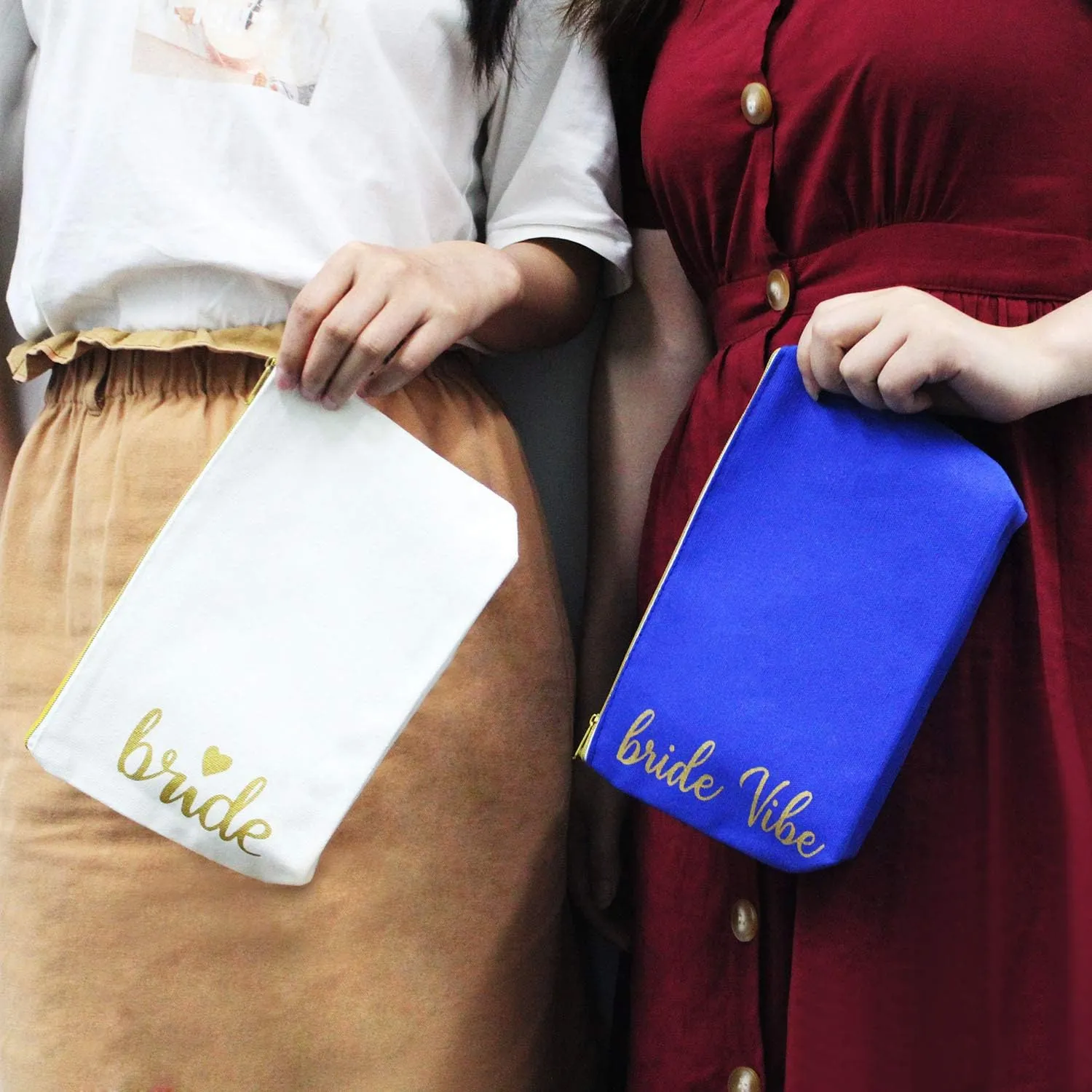 LADY&HOME Bridesmaid Makeup Bag Bride Vibe Team Bride Makeup Bag Wedding Party Cosmetic Bag Bridesmaid Proposal Gifts for Bridal Shower,Wedding,Bachelorette