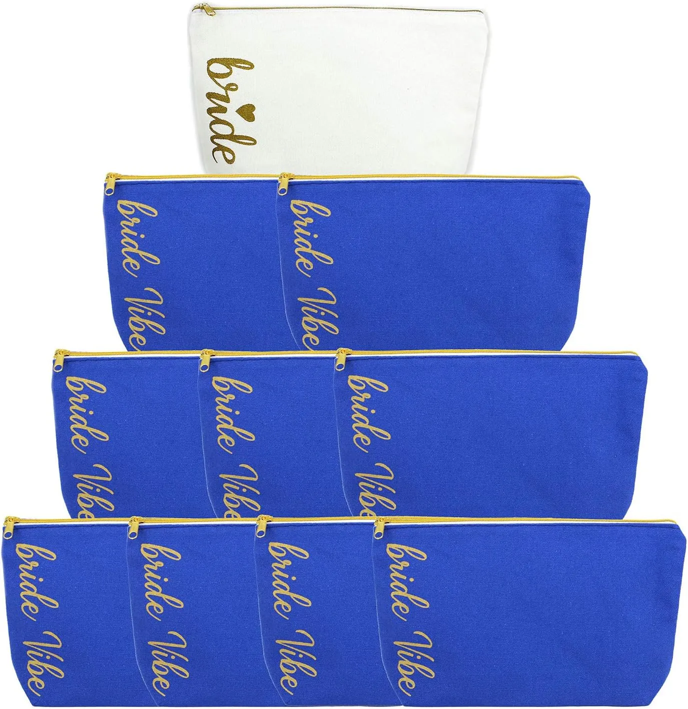 LADY&HOME Bridesmaid Makeup Bag Bride Vibe Team Bride Makeup Bag Wedding Party Cosmetic Bag Bridesmaid Proposal Gifts for Bridal Shower,Wedding,Bachelorette