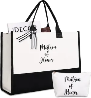 Lamyba Matron Tote Bag, Honor Gifts From Bride, Proposal Gifts - Black and White
