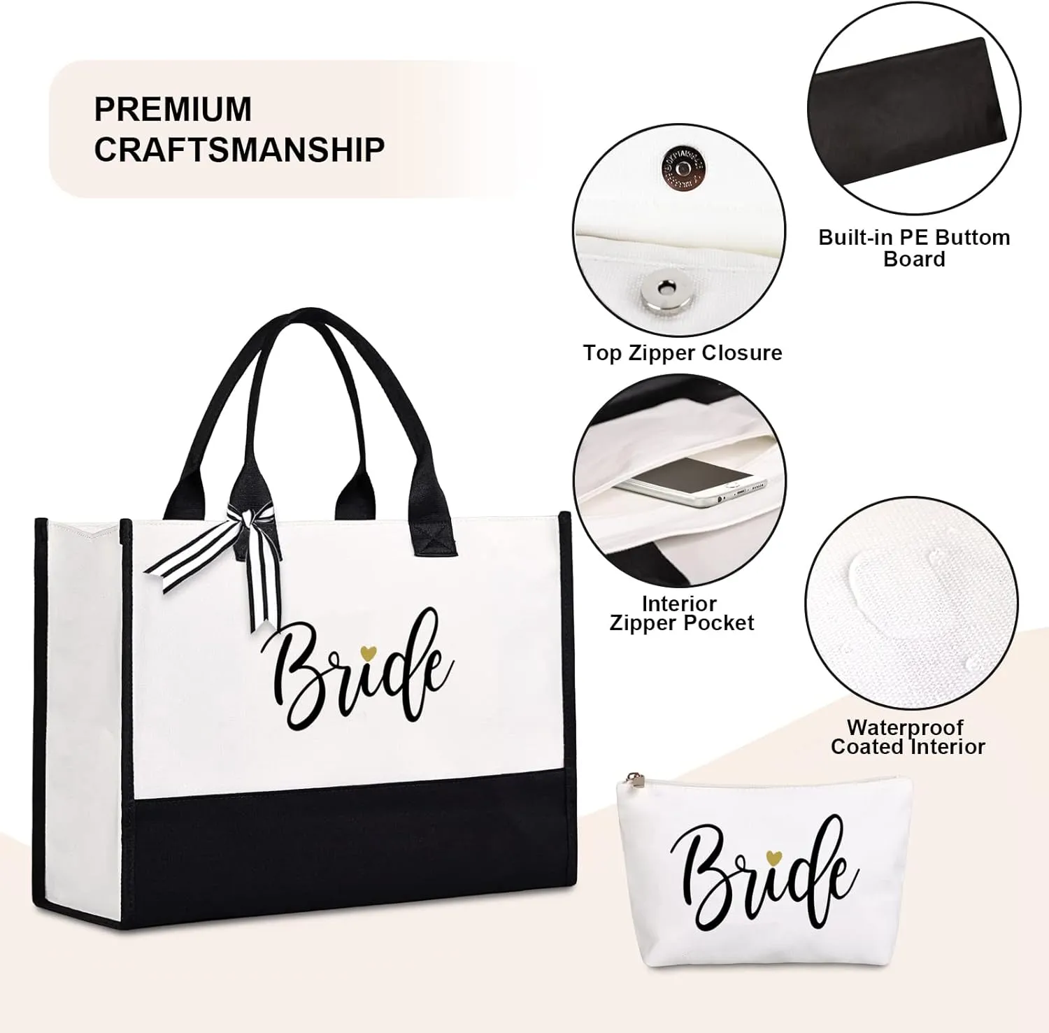Lamyba Matron Tote Bag, Honor Gifts From Bride, Proposal Gifts - Black and White