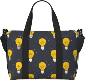 Laptop Tote Bag for Women Work - Bulb Pattern grey Gym Bag for Women Men, Crossbody Travel Bags for Women Men Carry On, Weekender Bags for Women Travel