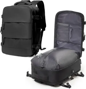 Large Airback Backpack with Vacuum Seal Compression, Waterproof Travel Flight Work Backpack Compression bags Casual Daypack with USB Charging Port, Black