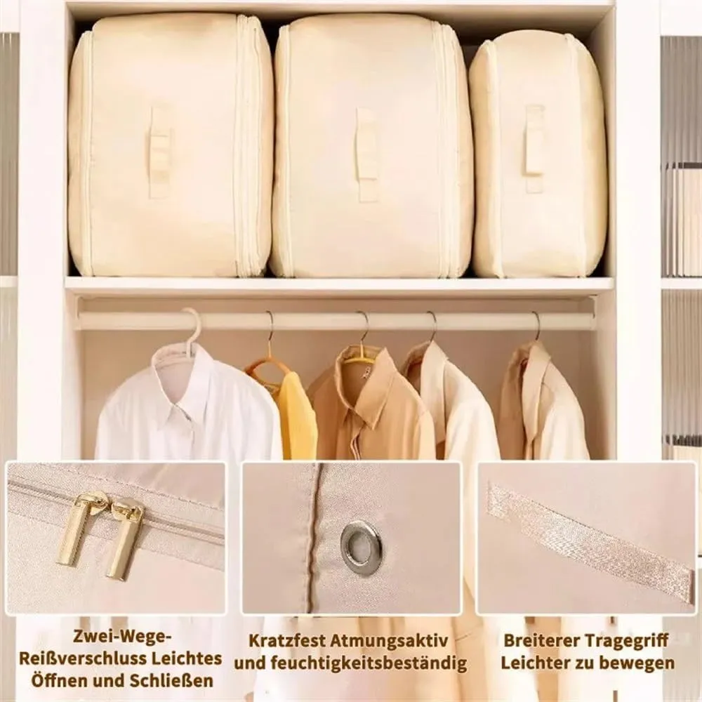 Large Capacity Compression Clothes Storage Bag Waterproof Cabinet Organizer Quilt Pillow Blanket Organizer Bedding Storage(Grey,54x42x30CM)