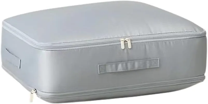 Large Capacity Compression Clothes Storage Bag Waterproof Cabinet Organizer Quilt Pillow Blanket Organizer Bedding Storage(Grey,54x42x30CM)