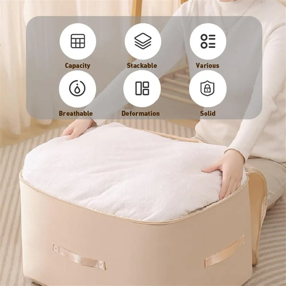 Large Capacity Compression Clothes Storage Bag Waterproof Cabinet Organizer Quilt Pillow Blanket Organizer Bedding Storage(Grey,54x42x30CM)