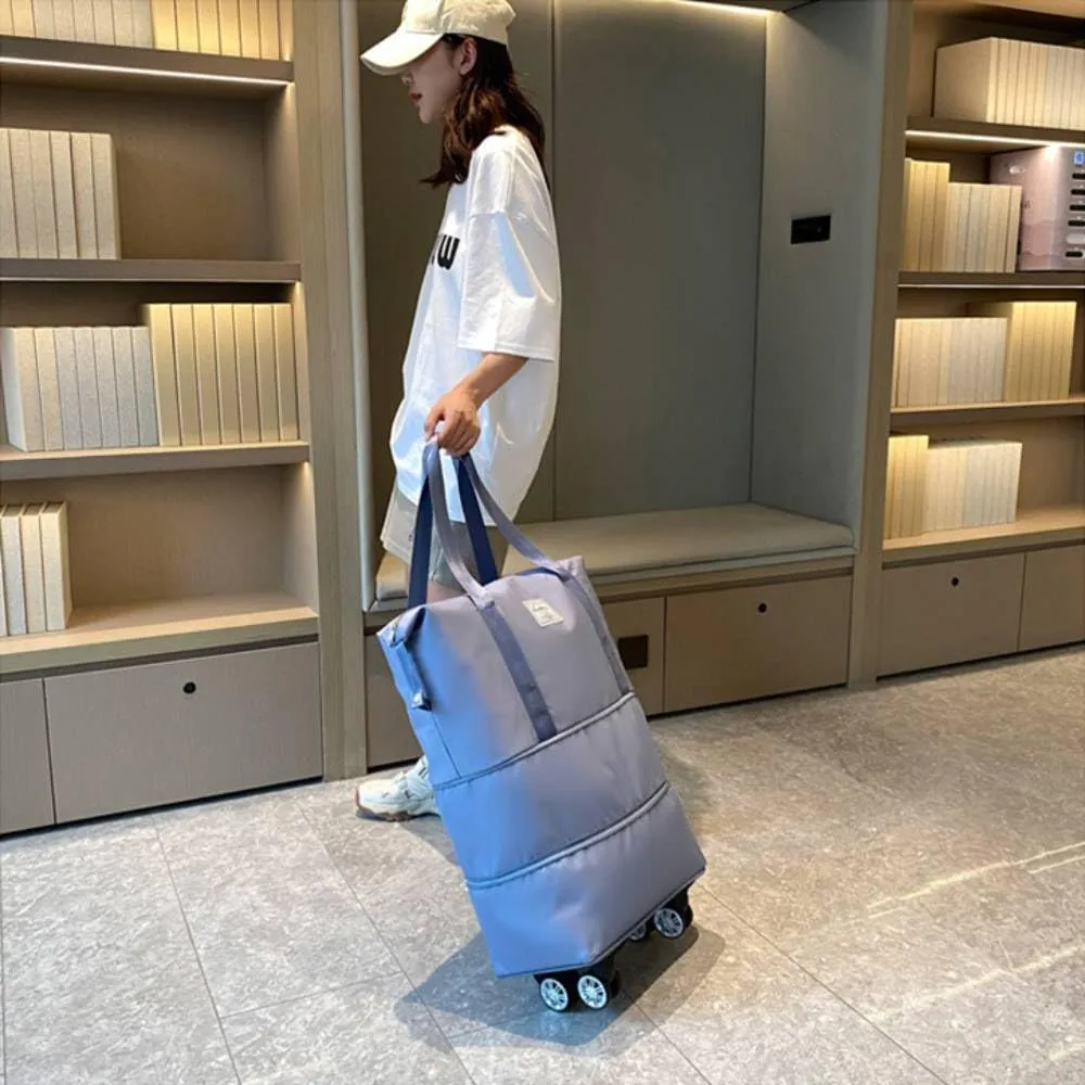 Large Capacity Rolling Wheeled Duffel Bag Spinner Suitcase Luggage Expandable, Foldable Luggage with Detachable Wheels, Water-Proof Travel Bag for Men Women (blue)