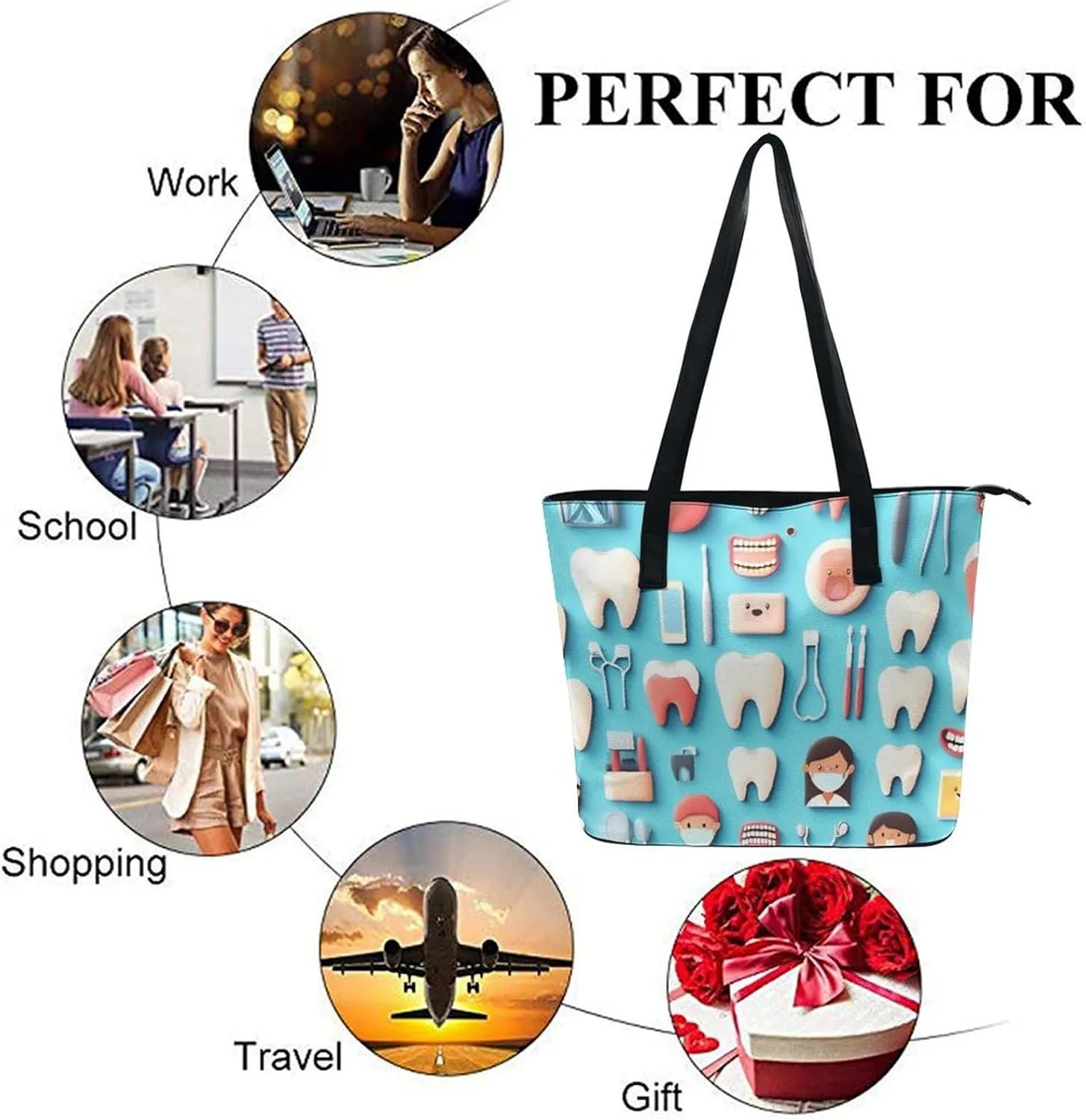 Large Capacity Shopping Bag, Women and Men Durable Casual Travel Tote Bag, Handbag with Long Handle