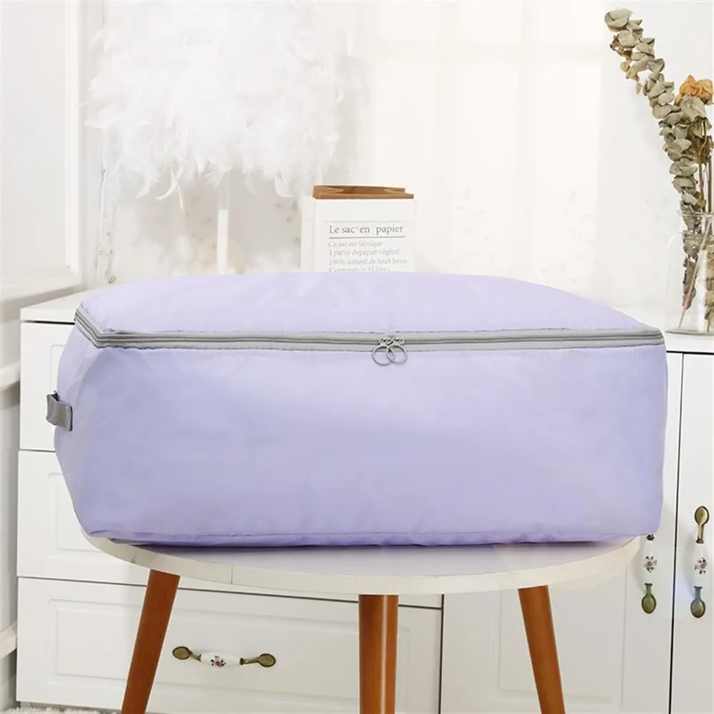 Large Capacity Wardrobe Moisture Proof Organizer Bags Foldable Clothes Quilt Storage Bags Multifunctional Sundries Storage Bag(Purple,L 60x50x25cm)