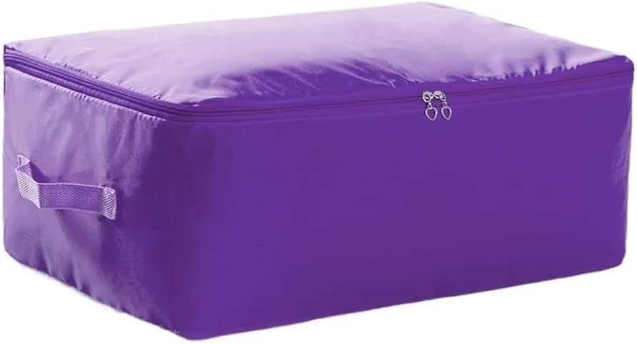 Large Capacity Wardrobe Moisture Proof Organizer Bags Foldable Clothes Quilt Storage Bags Multifunctional Sundries Storage Bag(Purple,L 60x50x25cm)