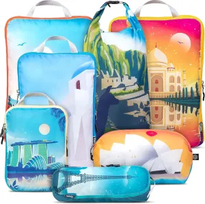 Large Compression Packing Cubes for Travel-Packing Cube Luggage Organizers 7 Piece Set for Checked Luggage-Ultralight, Expandable/Compression Bags by TRIPPED Travel Gear (Bucketlist)
