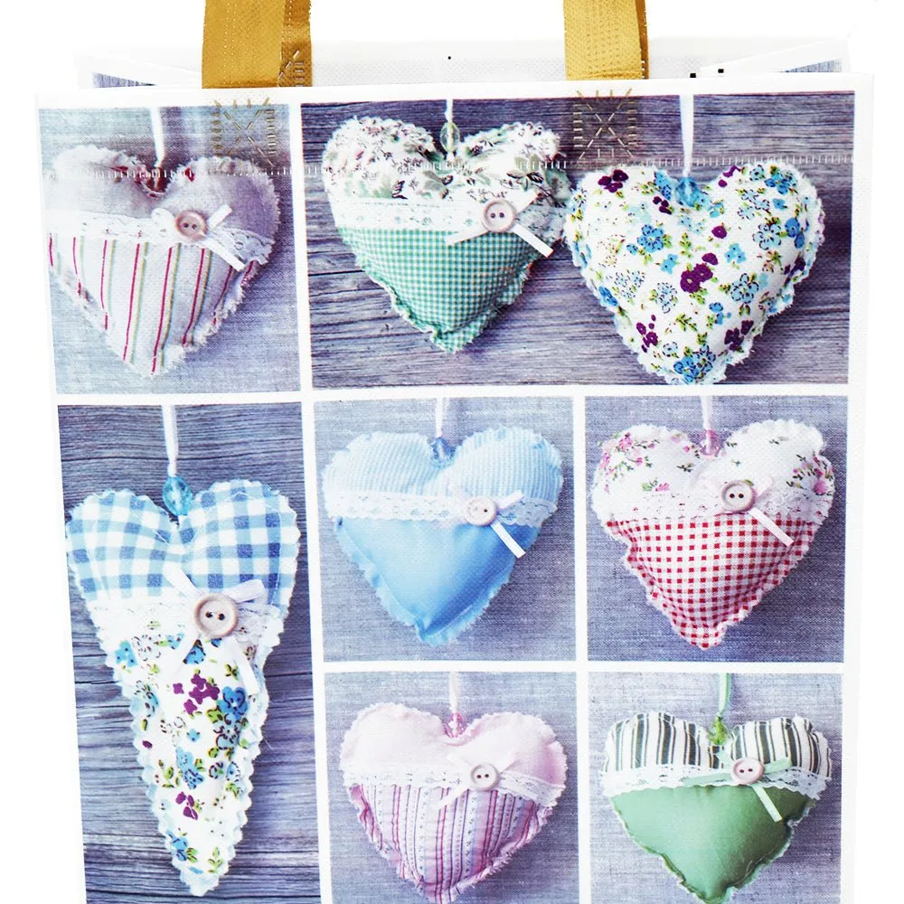 Large Hearts With Button Printed PP Non-Woven Bag