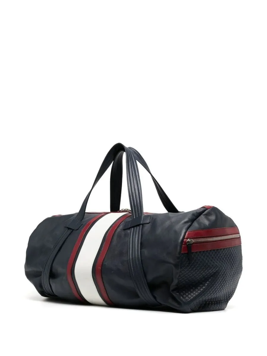 Large Logo Patch Leather Duffle Bag