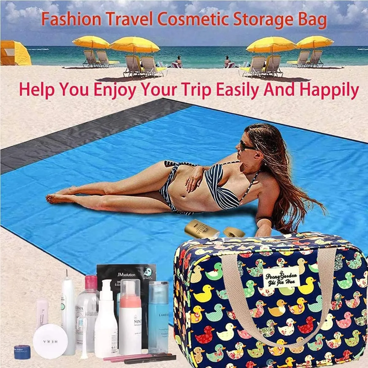 Large Makeup Bag Toiletry Bag for Women Make Up Bag Cosmetic Bag Toiletries Bag Brush Bags for Traveling (Navy Duck)