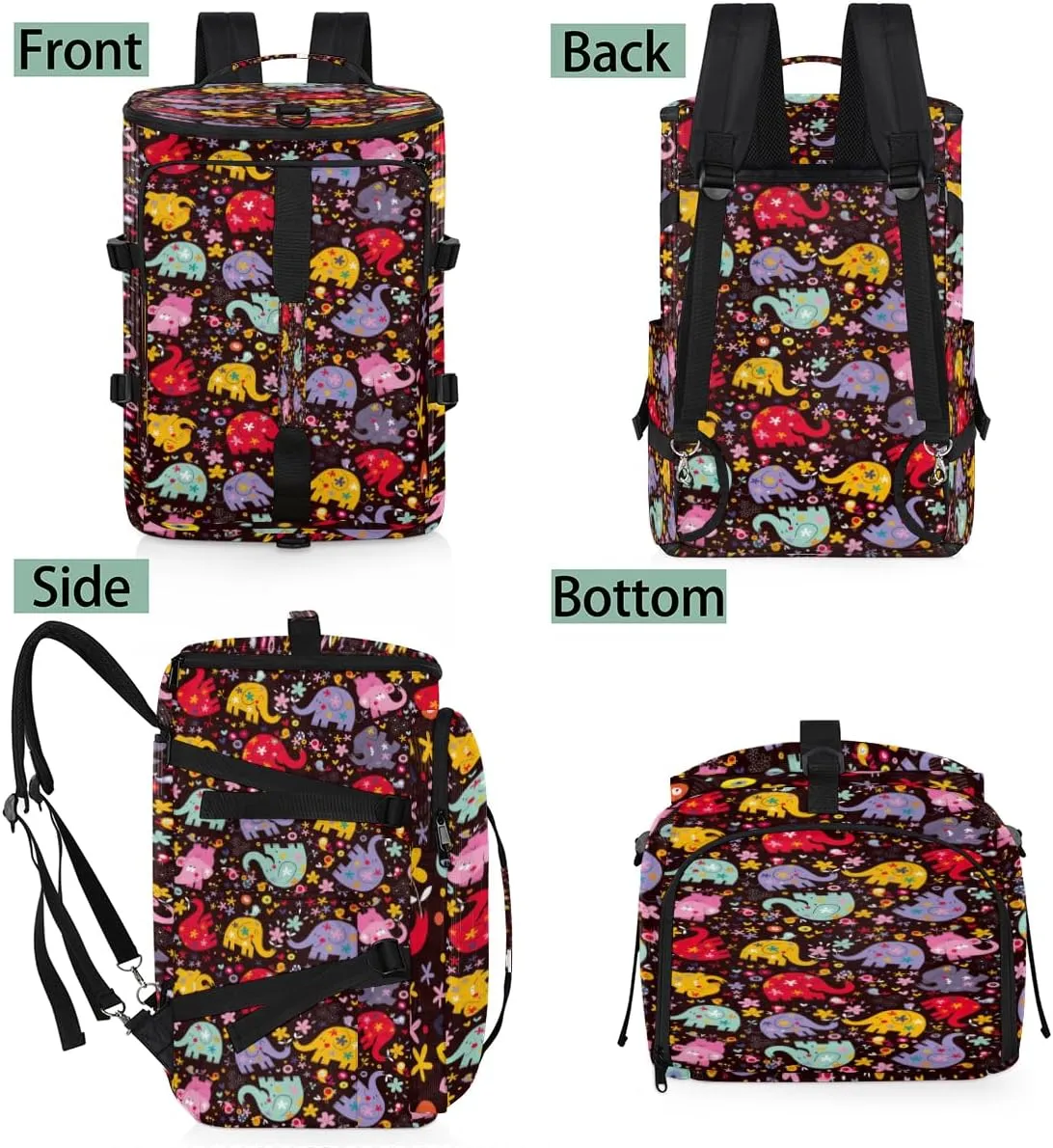 Large Sports Gym Bag With Shoe & Laptop Compartment 47L Waterproof Travel Duffel Bags for Men Women Colourful Elephant Pattern Luggage Backpack Duffle Bag