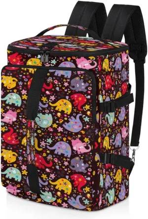 Large Sports Gym Bag With Shoe & Laptop Compartment 47L Waterproof Travel Duffel Bags for Men Women Colourful Elephant Pattern Luggage Backpack Duffle Bag