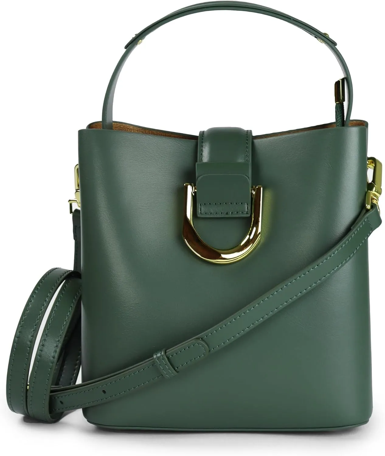 Leather Bucket Bag for Women - Black and Brown Genuine Leather Medium Size Purses