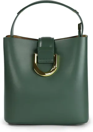 Leather Bucket Bag for Women - Black and Brown Genuine Leather Medium Size Purses