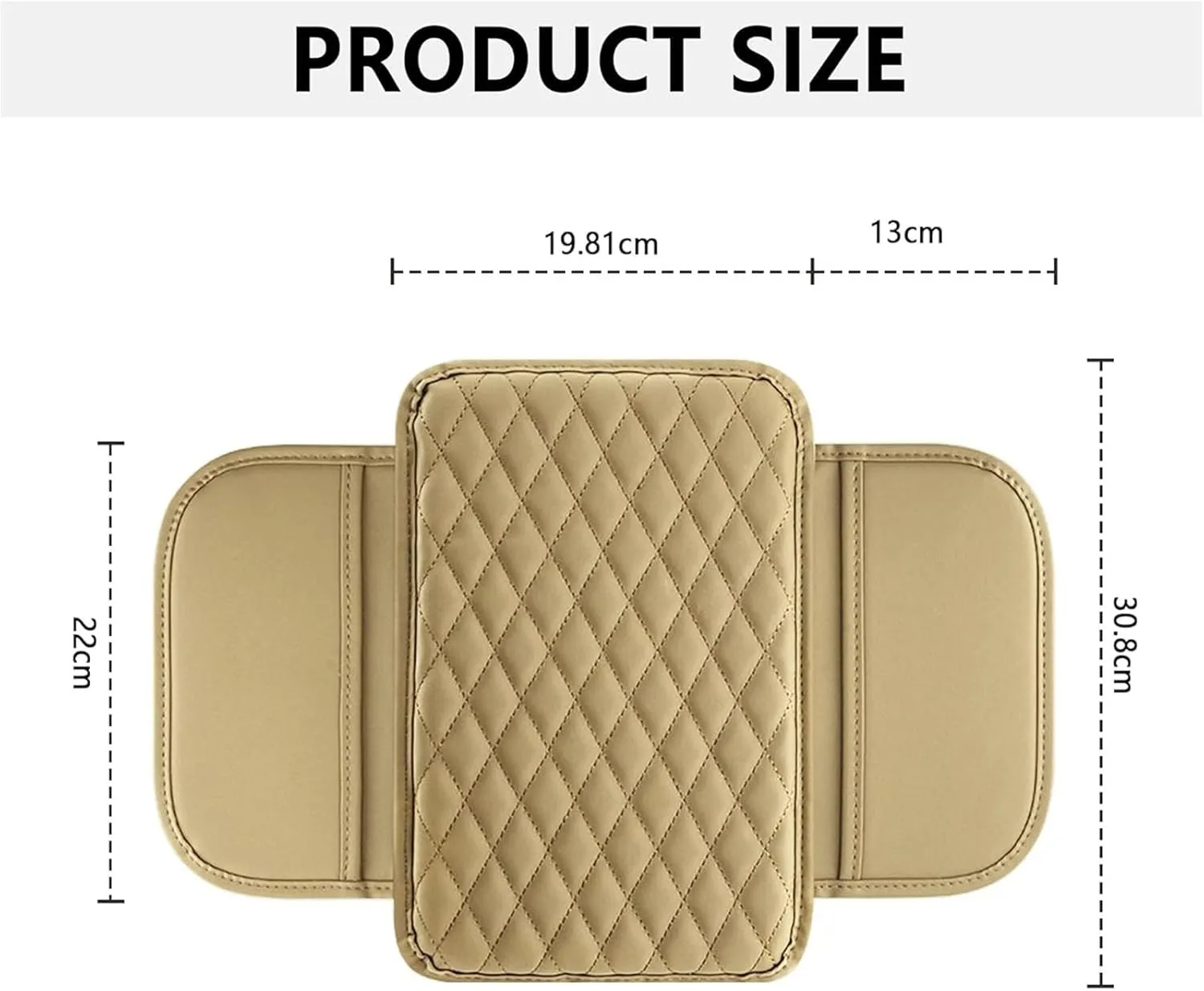 Leather Car Center Console Cover for Audi A3 Hatchback 2014-2018, Universal Car Armrest Cover Protector 2 Storage Bags Waterproof Anti Scratch Interior Accessories, Beige
