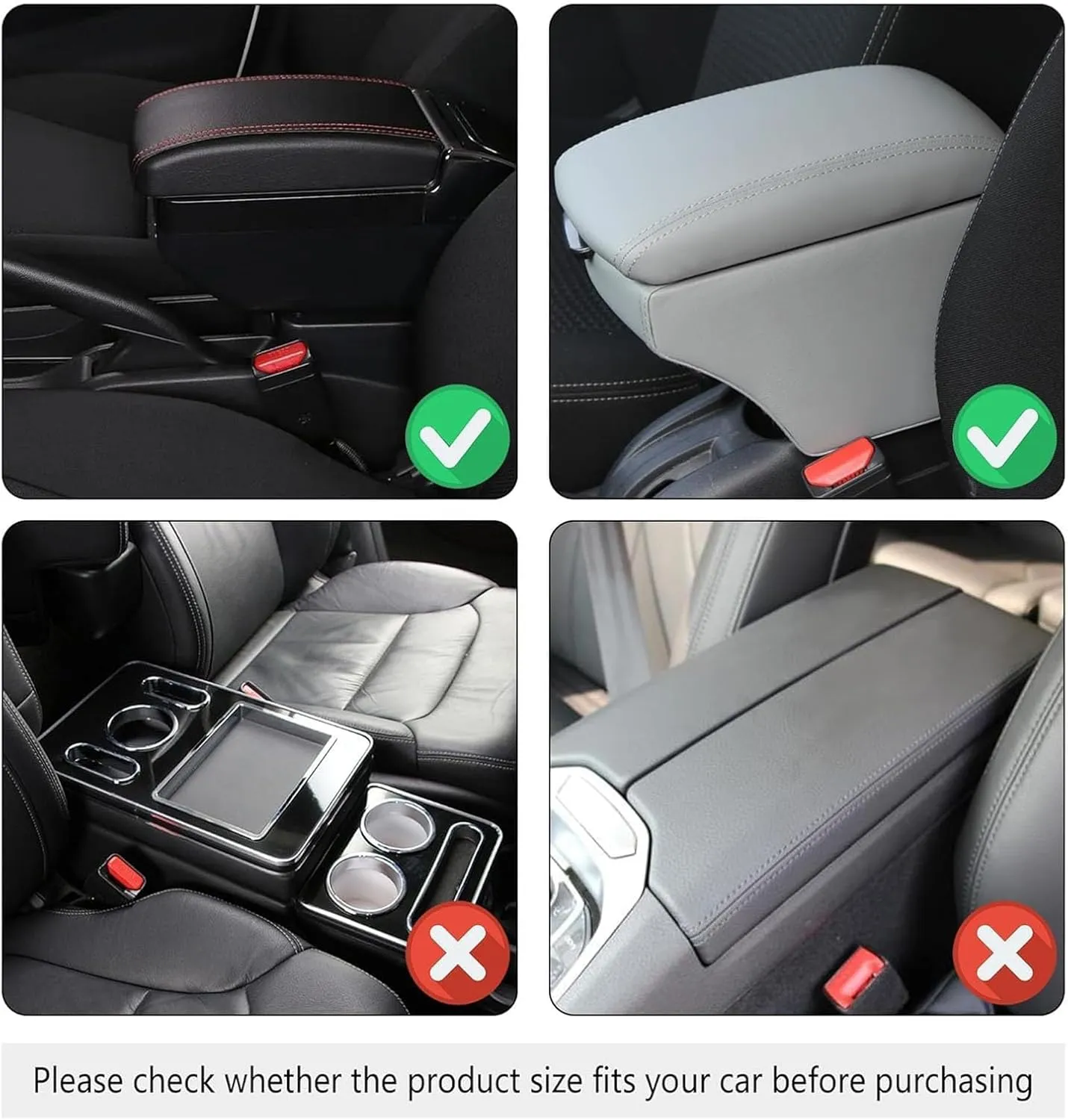 Leather Car Center Console Cover for Audi A3 Hatchback 2014-2018, Universal Car Armrest Cover Protector 2 Storage Bags Waterproof Anti Scratch Interior Accessories, Beige