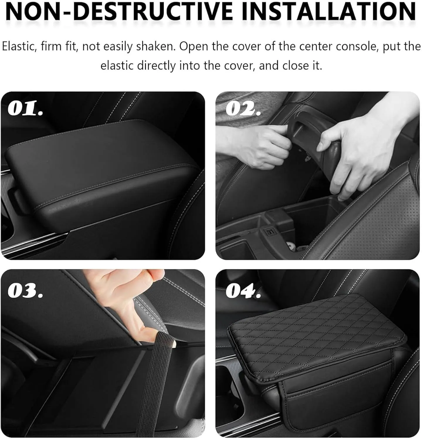 Leather Car Center Console Cover for Audi A3 Hatchback 2014-2018, Universal Car Armrest Cover Protector 2 Storage Bags Waterproof Anti Scratch Interior Accessories, Beige