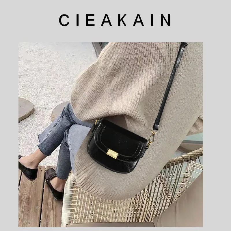 Leather Crossbody Bag- Retro Style Black PU Chain Crossbody Bag