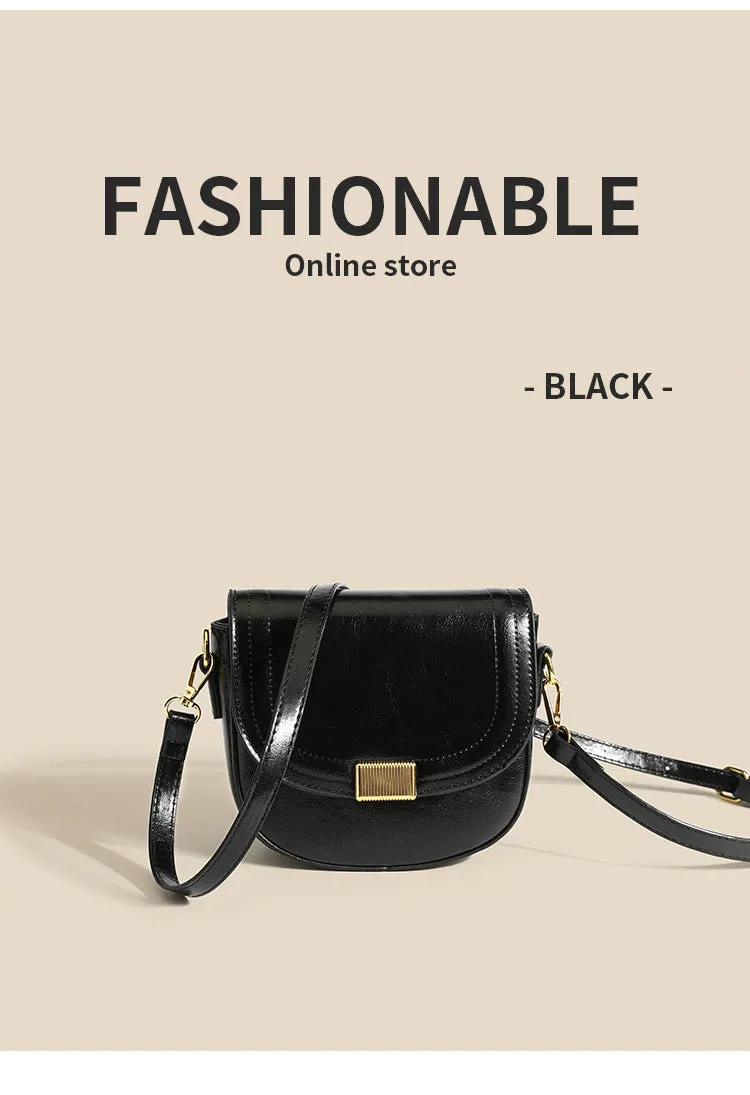 Leather Crossbody Bag- Retro Style Black PU Chain Crossbody Bag