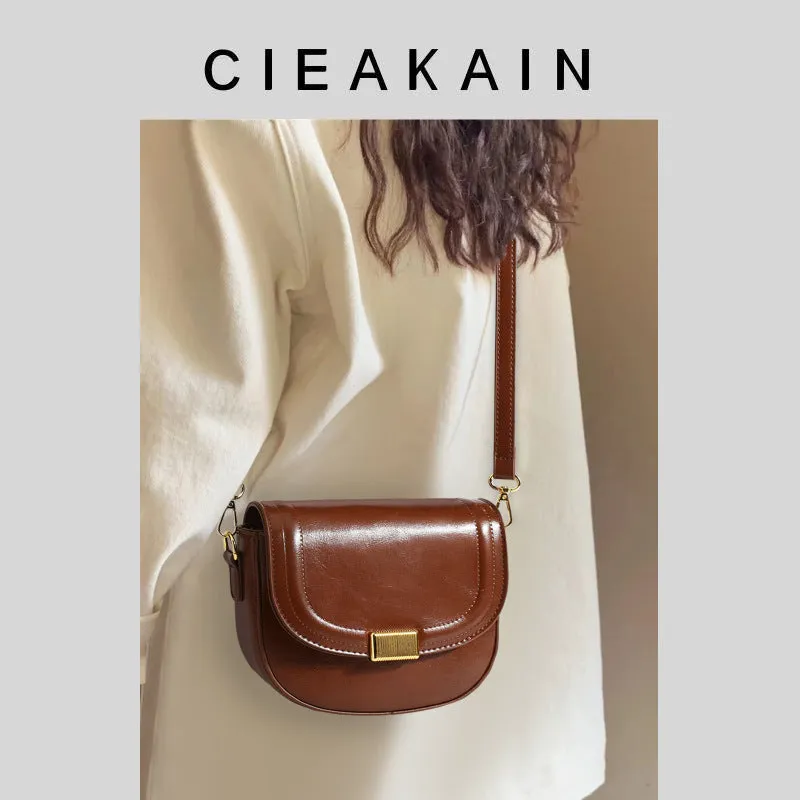 Leather Crossbody Bag- Retro Style Black PU Chain Crossbody Bag