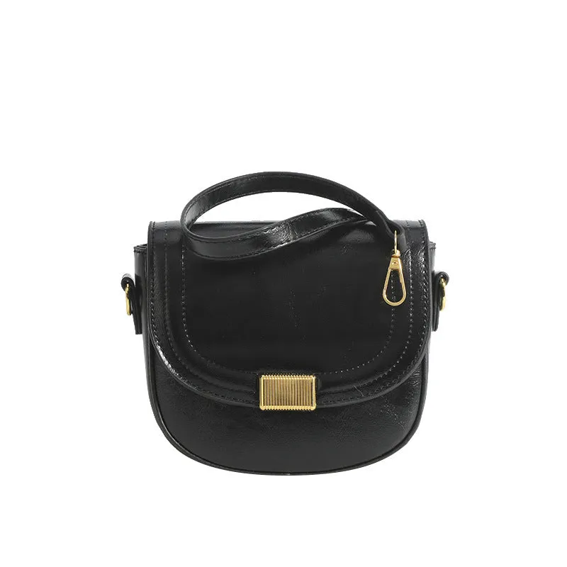 Leather Crossbody Bag- Retro Style Black PU Chain Crossbody Bag