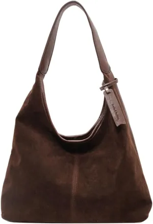 Leather Hobo Bags for Women Brown Purses Suede Purse Slouchy Tote Bag Suede Tote Bag Fall Purses Handbag