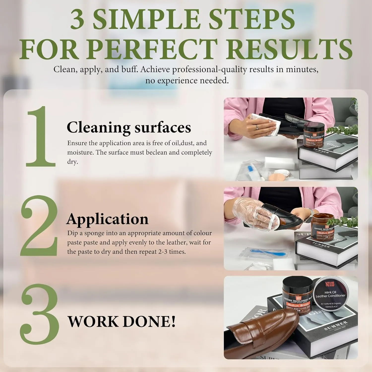 Leather Recoloring Balm Leather Color Restorer Scratch Repair Leather Paint for Furniture Couches Car Seats Shoes Bags Leather Dye and Scratched Leather with Leather Conditioner - Dark Brown