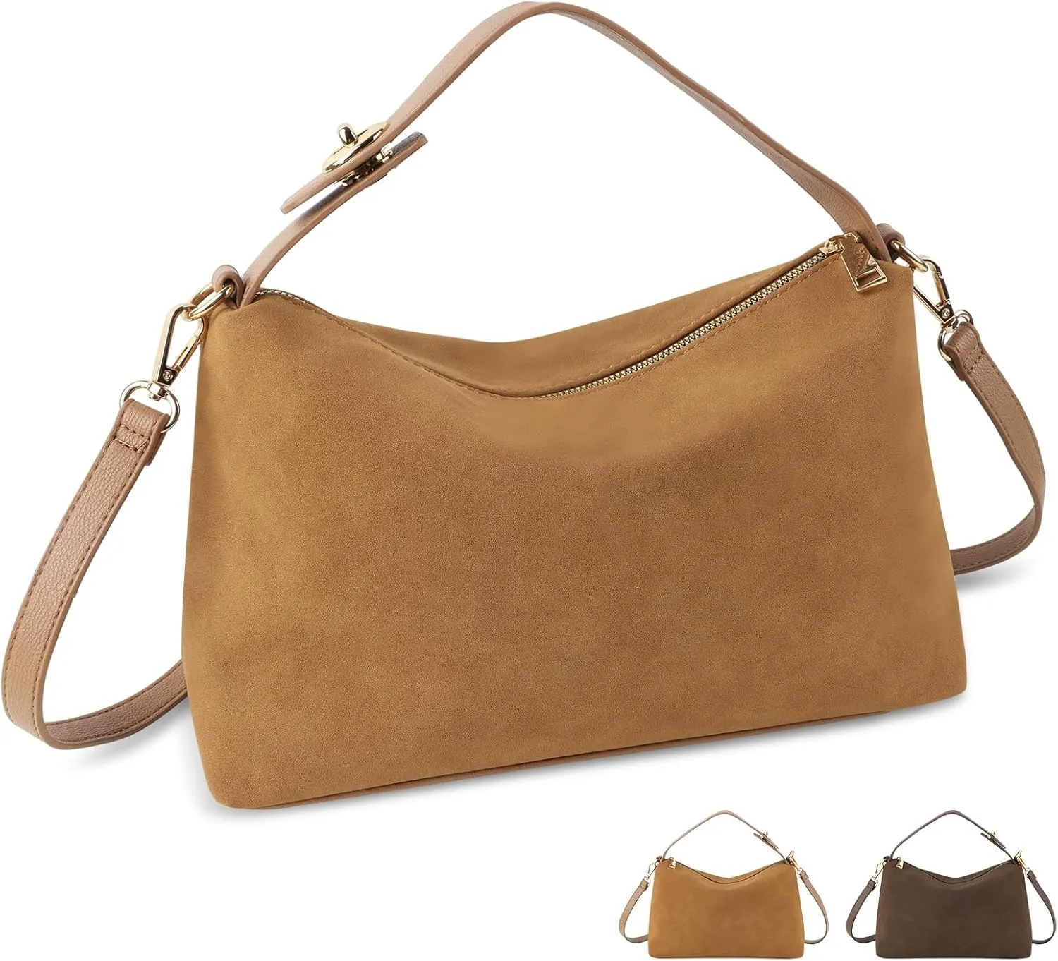 Leather Suede Tote Bags for Women, Brown Suede Purse Handbag Retro Crossbody Bag, Hobo Suede Shoulder Bag Satchels Bag