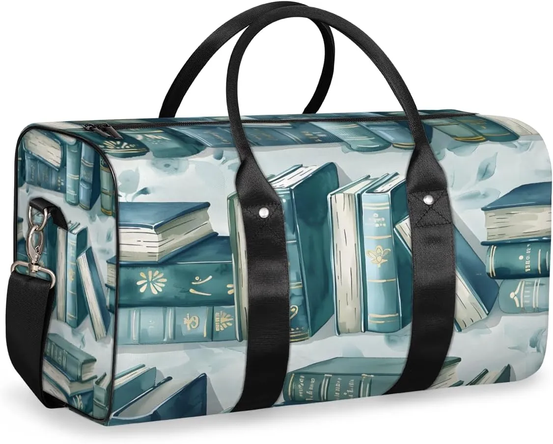 Library Bookshelf Travel Duffle Bag for Women Men Gym Duffel Foldable Bag Waterproof Weekender Retro Old Duffle Tote