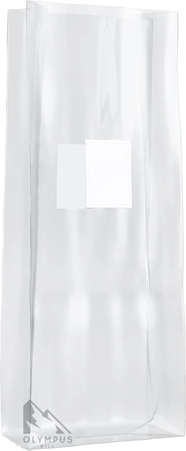 Lightning Bags - 60 Pack Mushroom Grow Bags for Substrate | Dual-Sided 0.5 Micron Filter Patch | Autoclavable, 3 Mil Thick, XLS Large (10" x 5.5" x 26")