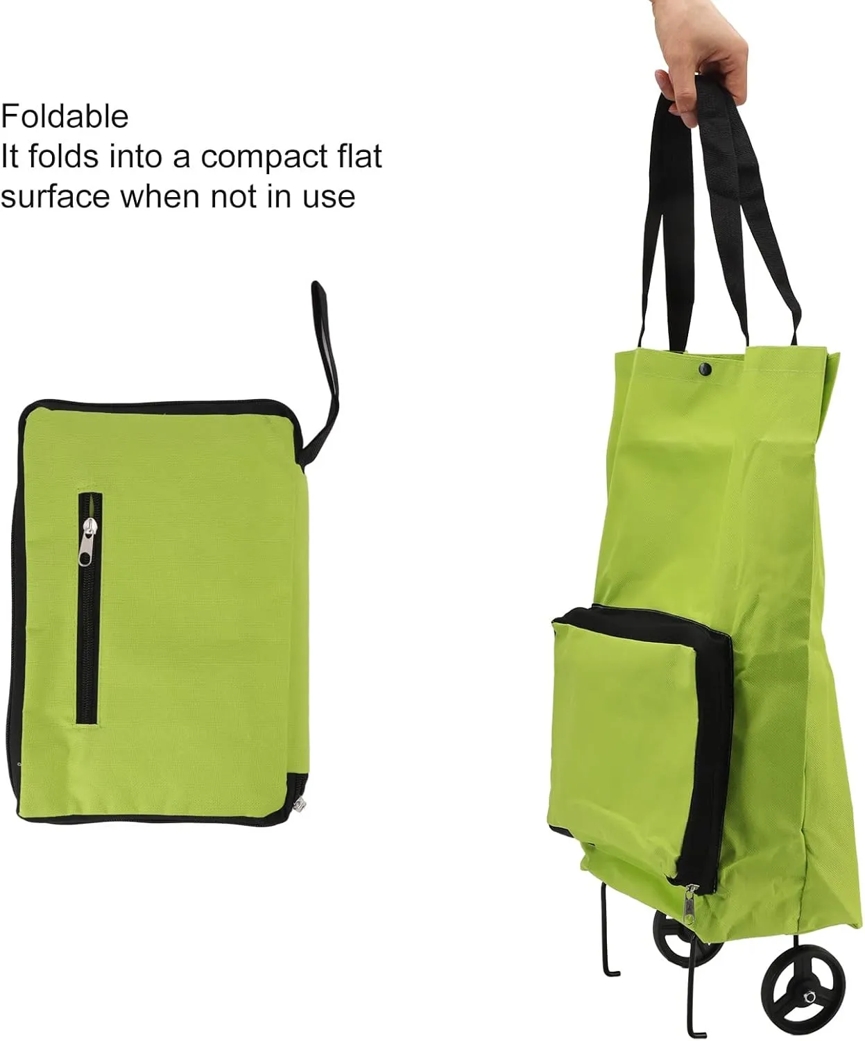 Lightweight Collapsible Shopping Cart, Folding Cart with Wheels, Reusable Grocery Bags, Travel Bag Wheels Foldable Trolley for Large Capacity Portable Utility Picnics Women or